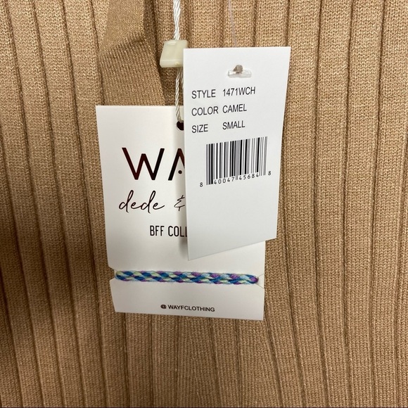 Wayf Dede and Emily Camel Bff Sweater Casual Midi Dress Size S MSRP $370 - Picture 7 of 9